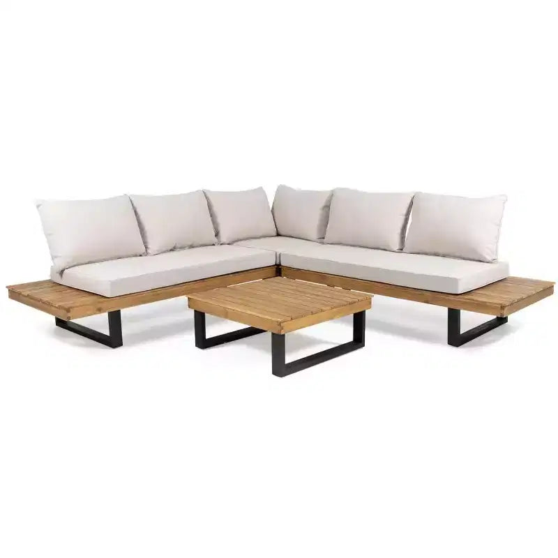 L-vormige modulaire loungeset voor buiten, tuinloungeset met salontafel en waterbestendige kussens - ModernLuxe