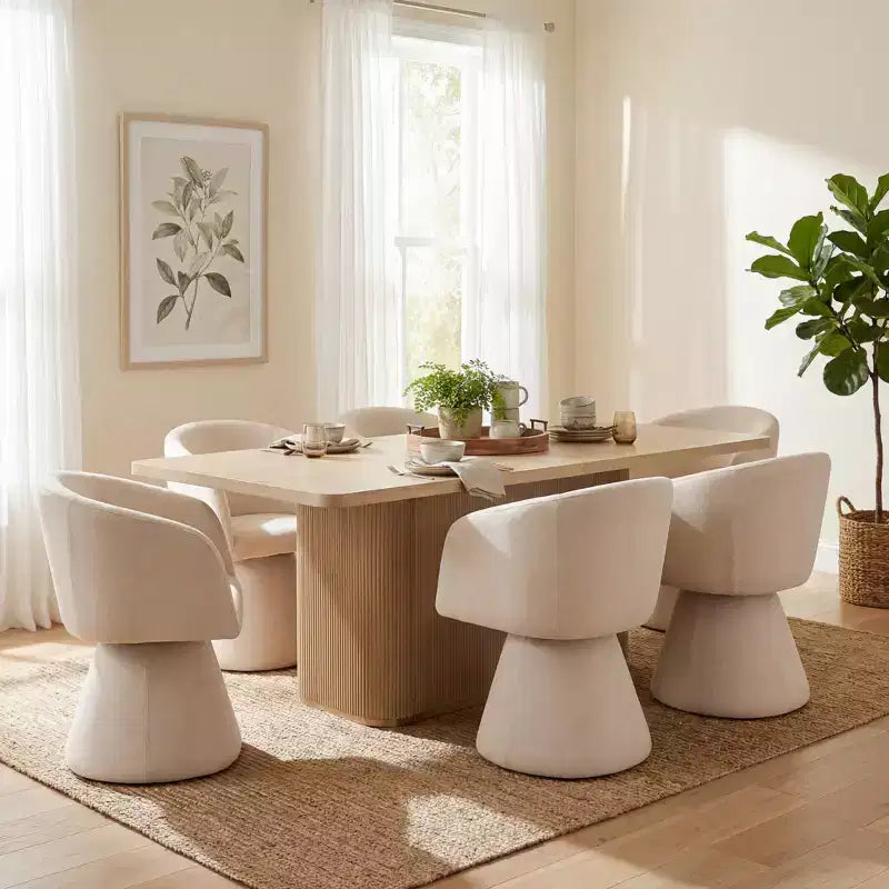 Set da pranzo moderno Christopher Knight Home Yodsak da 7 pezzi in legno e metallo con sedie girevoli a 180