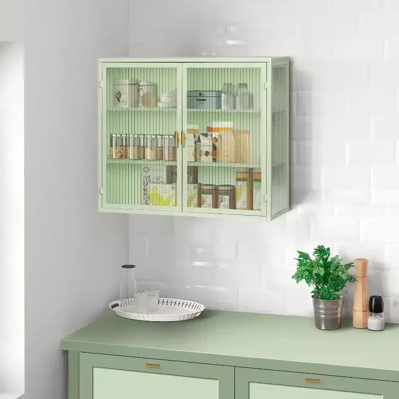 Okak moderner Hängeschrank mit 2 Türen, 3 Ebenen und Glastüren für Eingangsbereich/Esszimmer/Wohnzimmer/Küche