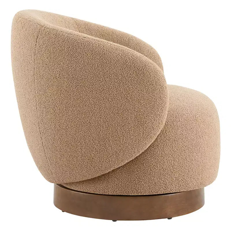 Spruce&Spring gestoffeerde draaibare fauteuil met kuipvormige rugleuning en houten onderstel