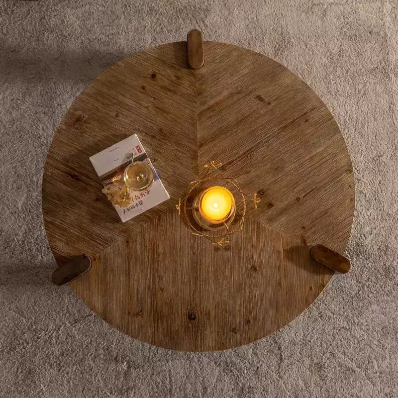 Rustikaler runder Couchtisch aus Holz, natürlicher Beistelltisch - ModernLuxe