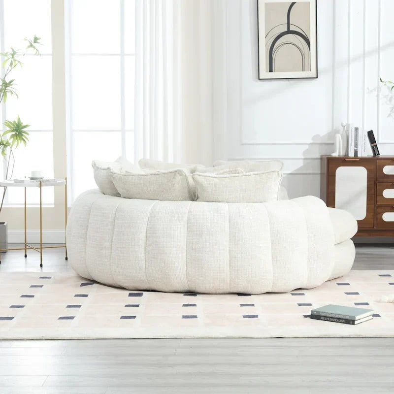 Comodo divano letto matrimoniale a forma di pagnotta, formato extra-large con braccioli