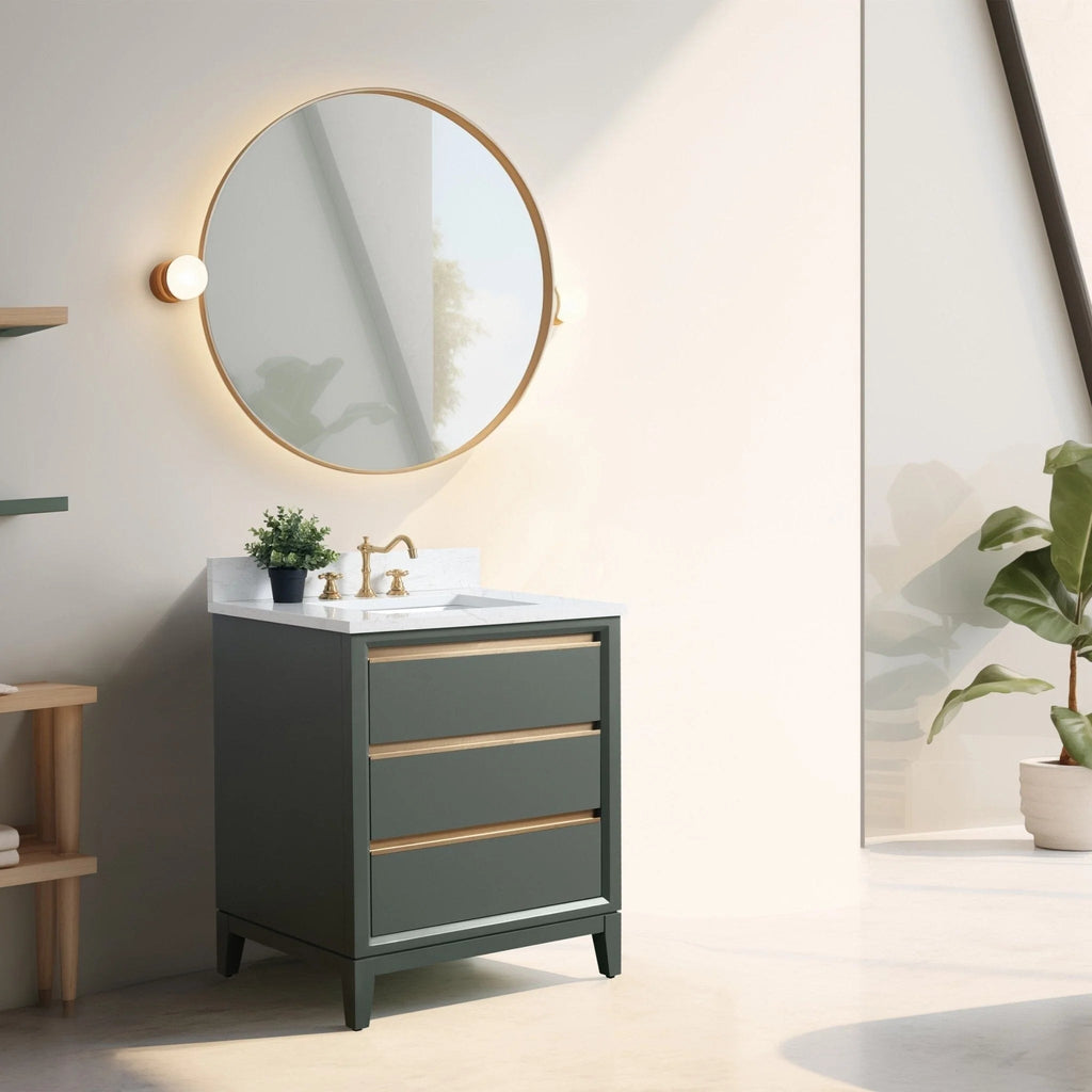 Meuble-lavabo de salle de bain Vanity Art avec lavabo en céramique et comptoir en marbre reconstitué