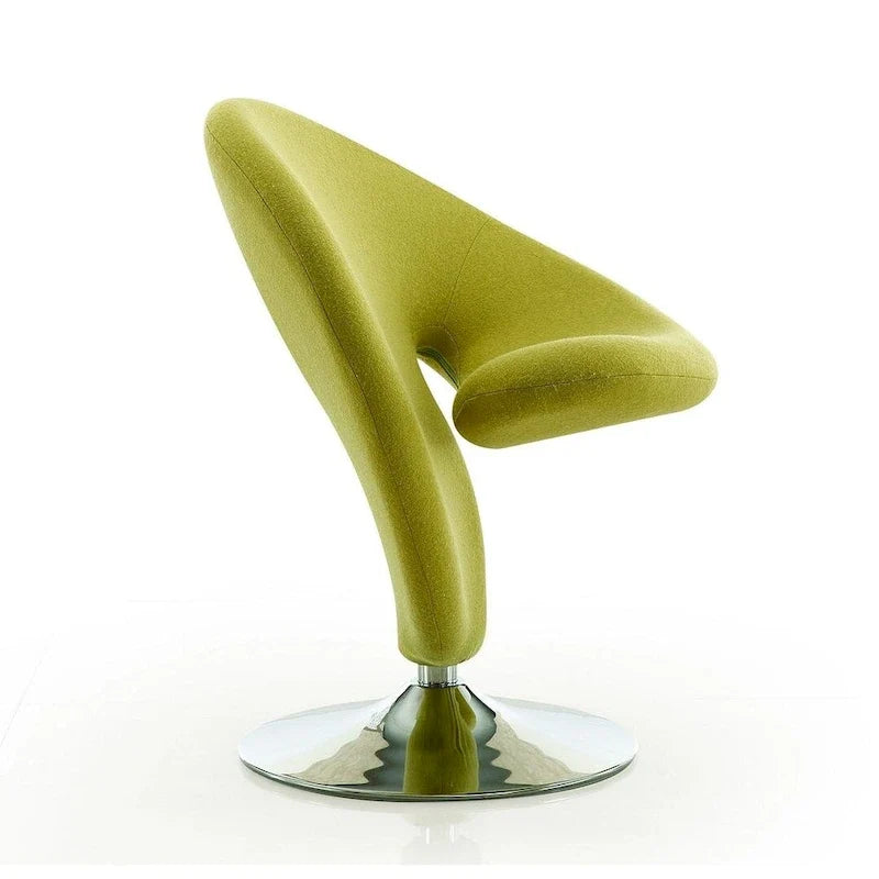 Manhattan Comfort Curl-draaifauteuil met chroom en wolmix (set van 2)