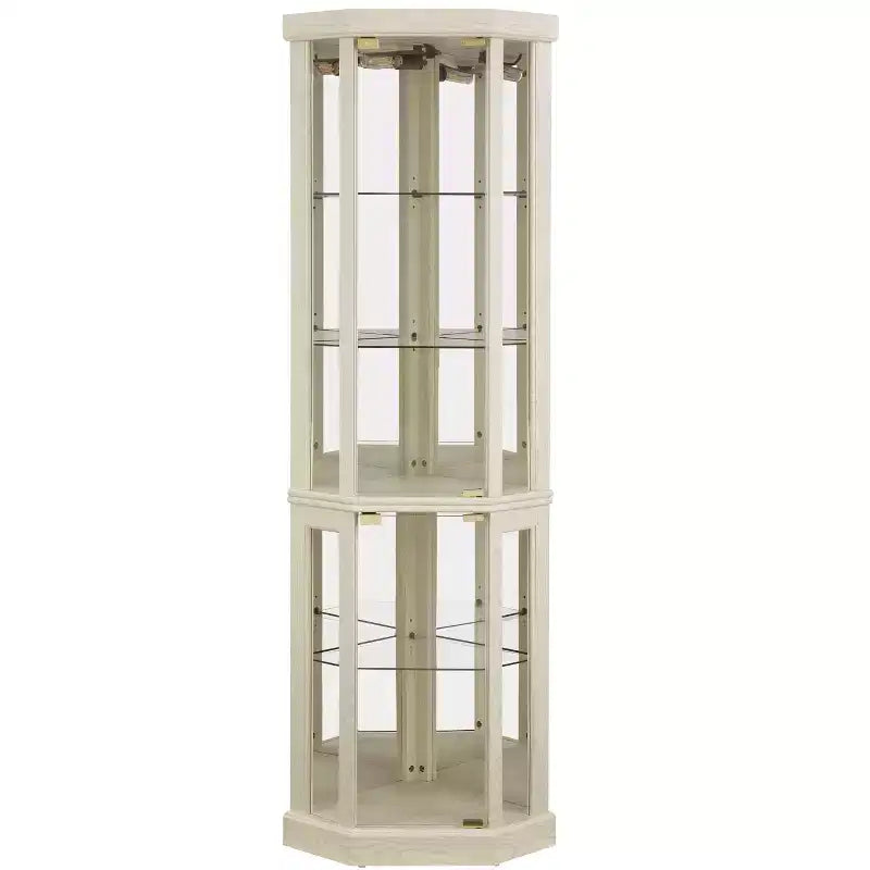 Eckvitrine mit Glastüren und Einlegeböden, Eckvitrine fürs Wohnzimmer