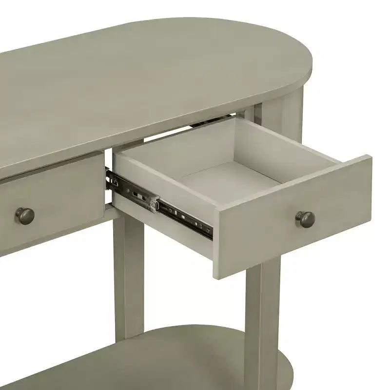 Tavolo consolle rustico Whisen, tavolo da ingresso e tavolino laterale con frontale del cassetto scanalato