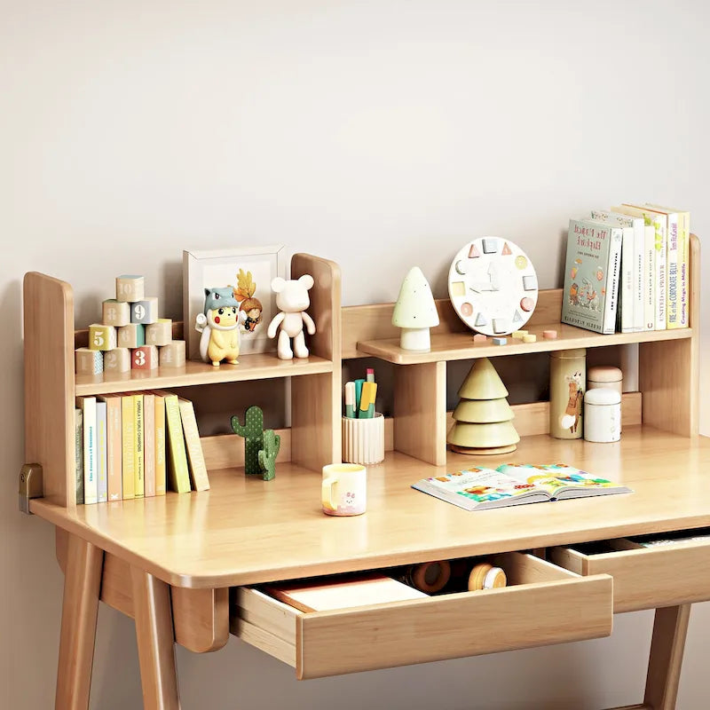 Bureau pour enfant, table en bois avec étagère à livres - N/A