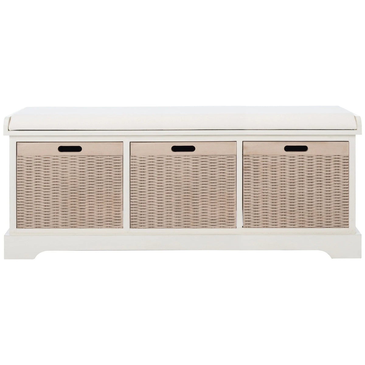 SAFAVIEH Fiorello 3-Drawer with Cushion Storage Bench - 47.3 W x 15 L x 19 H - 47Wx15Dx19H