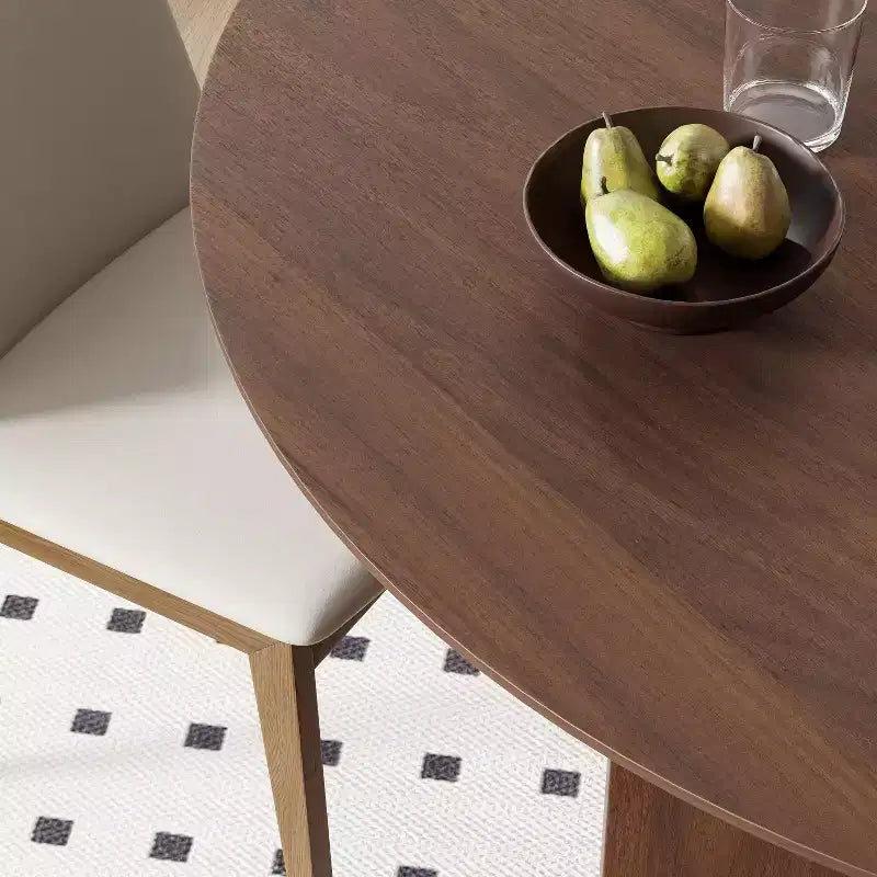 PexFix runder Esstisch aus Massivholz, 45 x45, mit Walnuss-Finish und eleganten, geschwungenen Beinen für moderne Esszimmer und Küchen