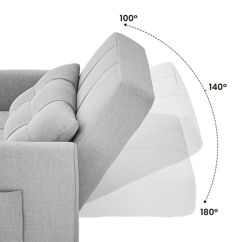Divano letto trasformabile 3 in 1 con schienale regolabile, poltrona-divano estraibile, letto pieghevole convertibile per soggiorno
