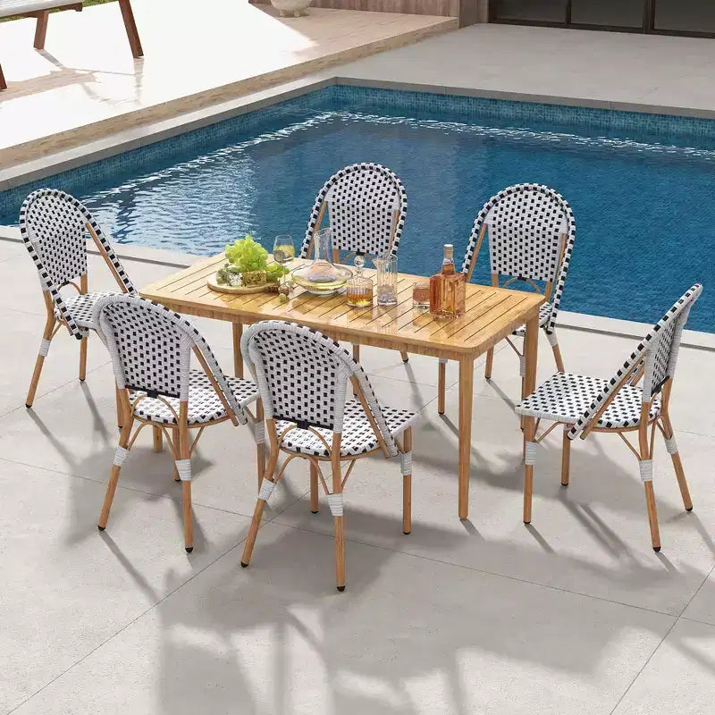 Set di 4 sedie Costway da bistrot francese per esterni, con rattan intrecciato a mano e struttura in metallo zincato