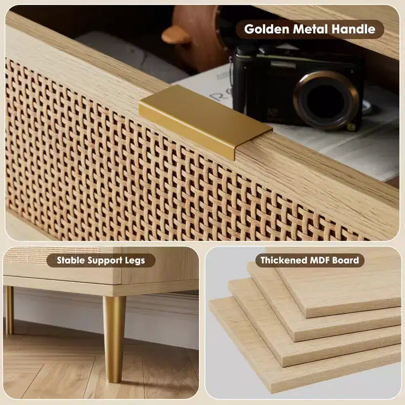 Rattan-Kommode für das Schlafzimmer, geräumige Schubladenschränke für den Kleiderschrank, geeignet für Wohnzimmer, Flur und Kinderzimmer.