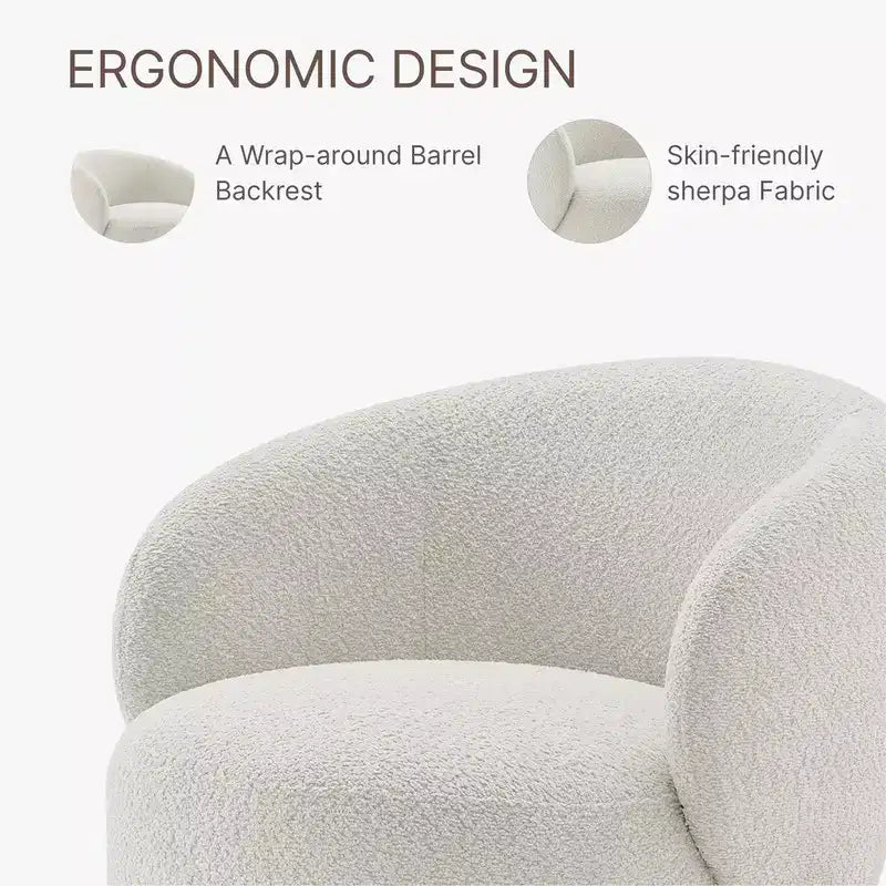 Spruce&Spring gestoffeerde draaibare fauteuil met kuipvormige rugleuning en houten onderstel