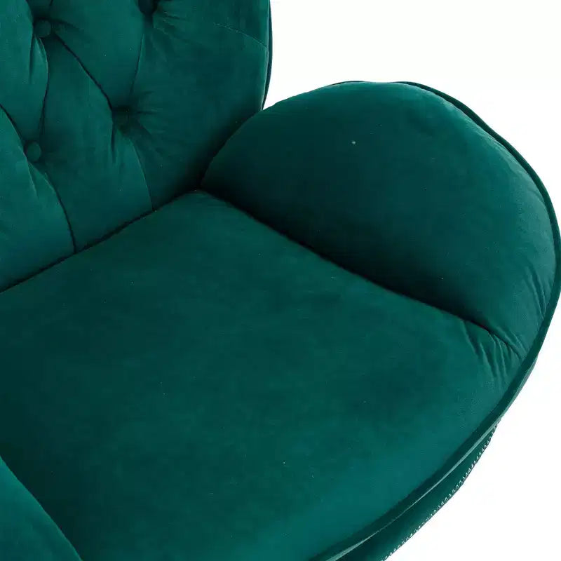 Okak Samt-Sessel mit Hocker, moderner Sessel ohne Armlehnen im Mid-Century-Stil, bequemer, weicher Sessel zum Fernsehen und Spielen