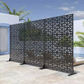 Paravent en acier galvanisé noir à motif triangulaire en V | 183H x 120W x 4D cm