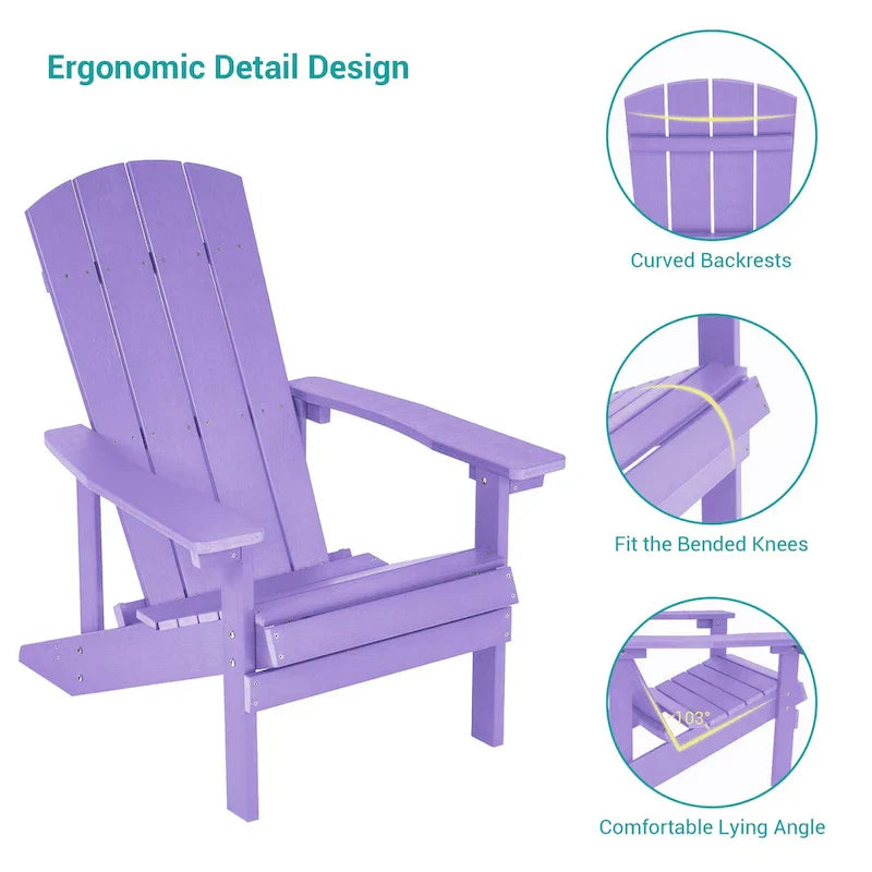 Set di 4 sedie Adirondack da esterno in legno resistente agli agenti atmosferici Bonosuki