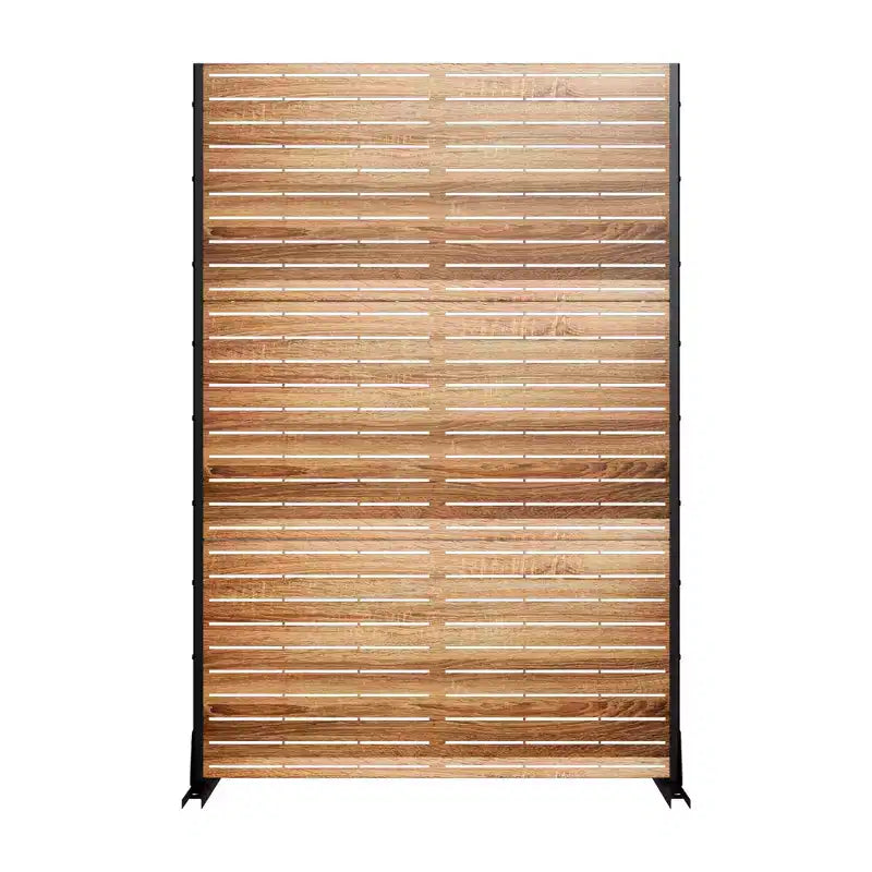 MAYEERTY kamerscherm van 72 inch met gegalvaniseerd frame, houtnerf, privacyscherm voor tuin en terras, beige