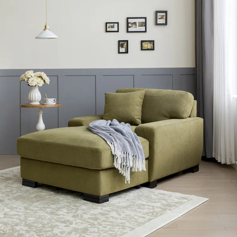 Modernes übergroßes Chaiselongue-Schlafsofa im Mid-Century-Stil mit Kissen