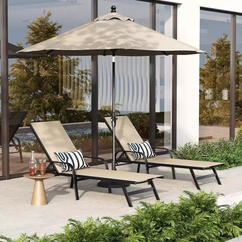 Set di 2 sedie a sdraio da esterno, reclinabili regolabili in 5 posizioni, tessuto Textilene, chaise longue da piscina da 76 per patio, giardino e bordo piscina