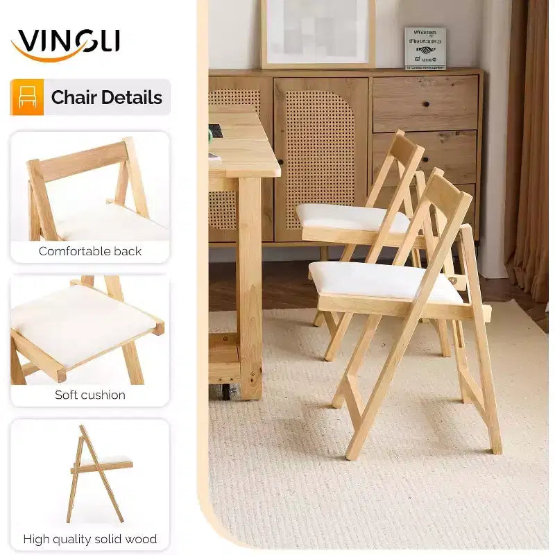 Ensemble table à manger pliante VINGLI, table extensible en bois massif à abattants avec 4 chaises, tiroirs et roulettes, gain de place pour la cuisine