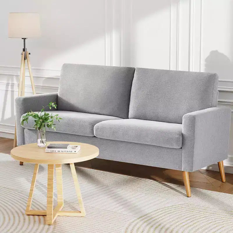 68 Mid-Century Modern Corduroy Loveseat Sofa with Spring Pad