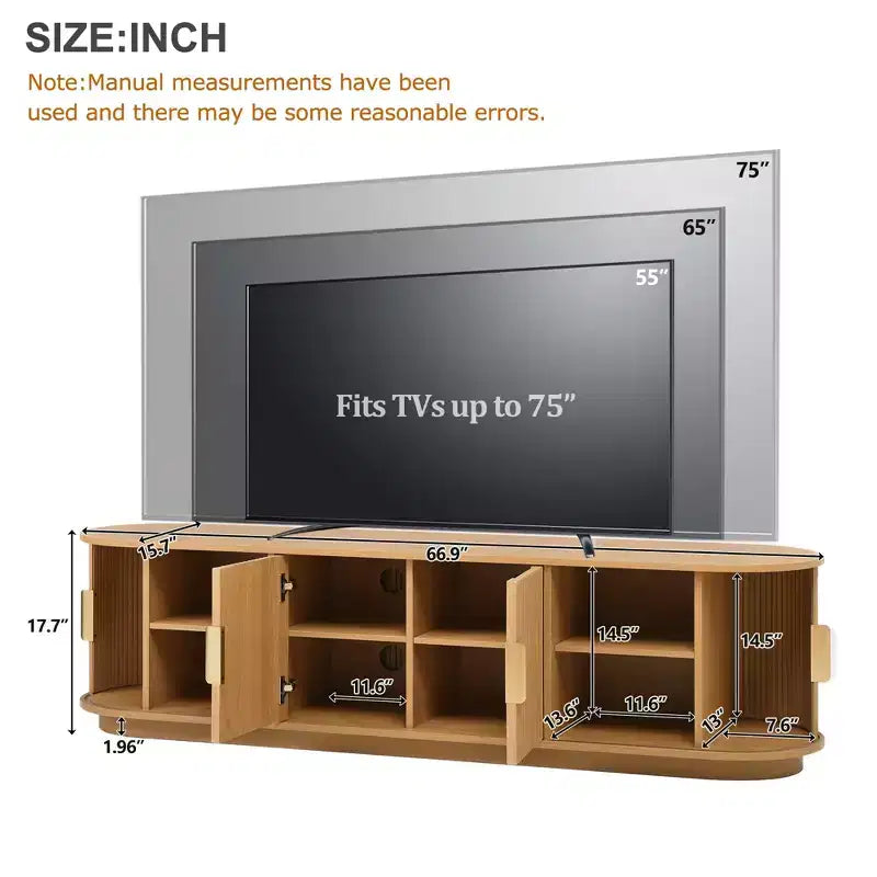 GDFStudio Roy TV-Schrank im Landhausstil aus Holz mit Schiebetür und verstellbarem Stauraum