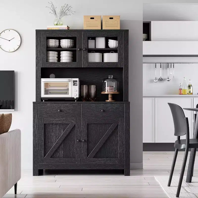 Dispensa da cucina con supporto per microonde, mobile a credenza con buffet e ripiani regolabili, per cucina e sala da pranzo