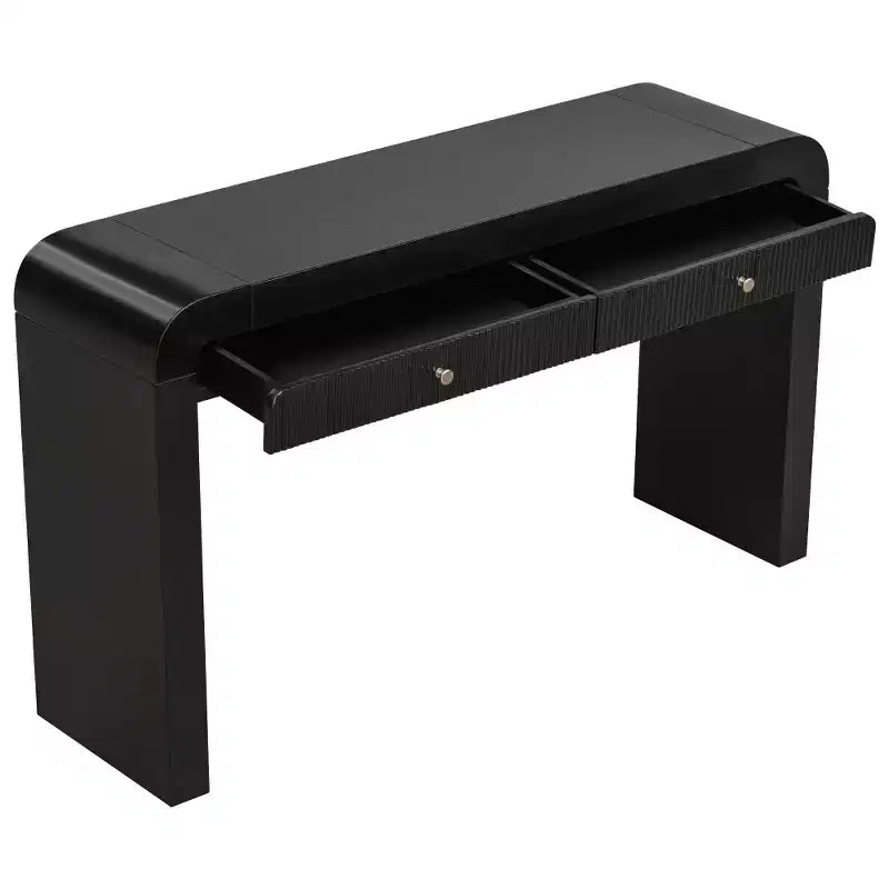 Tavolo consolle rustico Whisen, tavolo da ingresso e tavolino laterale con frontale del cassetto scanalato