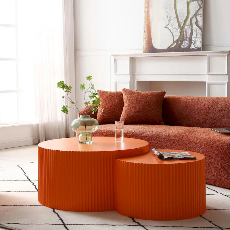 Set di tavolini rotondi da salotto impilabili, stile glam moderno (set da 2), non assemblato