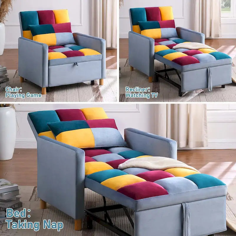 Fauteuil-lit convertible Aukfa, fauteuil une place avec oreiller