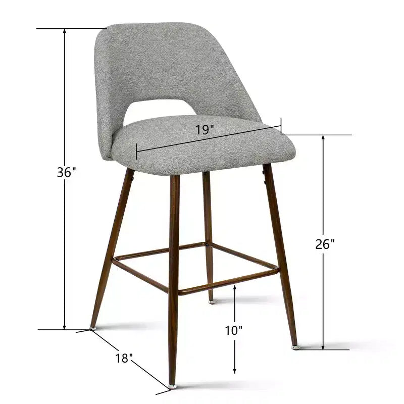 Ensemble de 3 tabourets de bar mi-hauteur de style moderne du milieu du siècle, chaises rembourrées de 26 po pour îlot de cuisine, pieds en métal finition noyer - Panipeachy