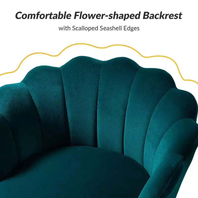 Fauteuil tonneau confortable avec pieds en métal doré, fauteuil d’appoint pour le salon