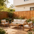 ModernLuxe Gartenmöbel-Set aus Akazienholz mit 4/5 Teilen, Outdoor-Sitzgruppe mit Couchtisch für Veranda/Garten/Balkon