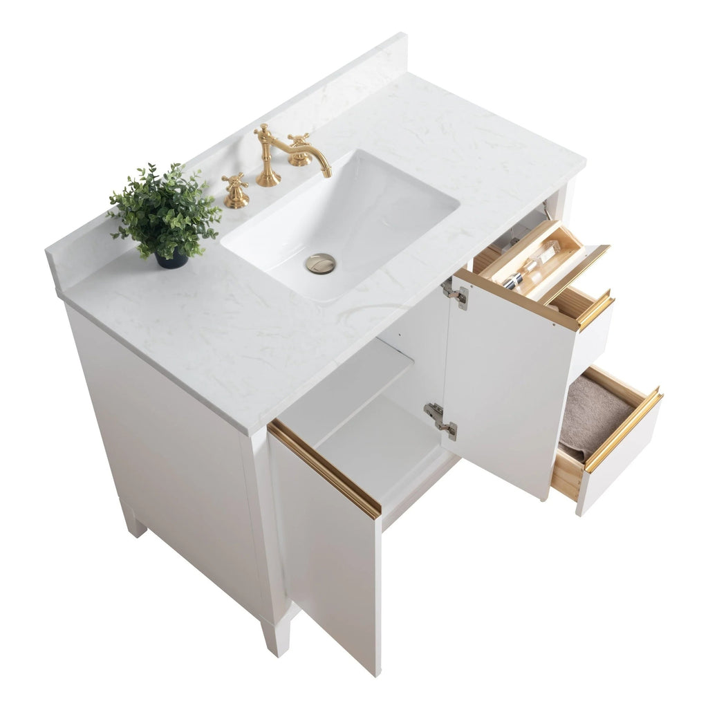 Meuble-lavabo de salle de bain Vanity Art avec lavabo en céramique et comptoir en marbre reconstitué