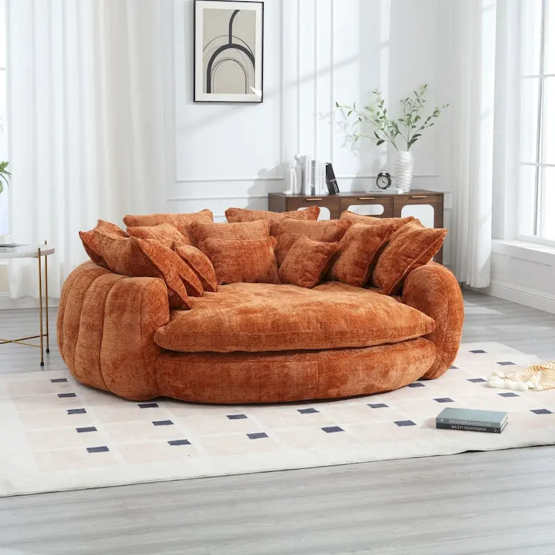 Comodo divano letto matrimoniale a forma di pagnotta, formato extra-large con braccioli