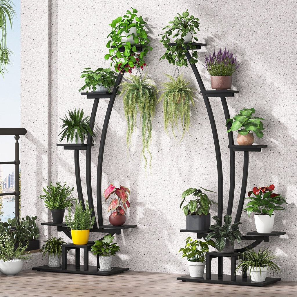 Support pour plantes d’intérieur, présentoir à fleurs à 6 niveaux pour la maison et le jardin - lot de 2