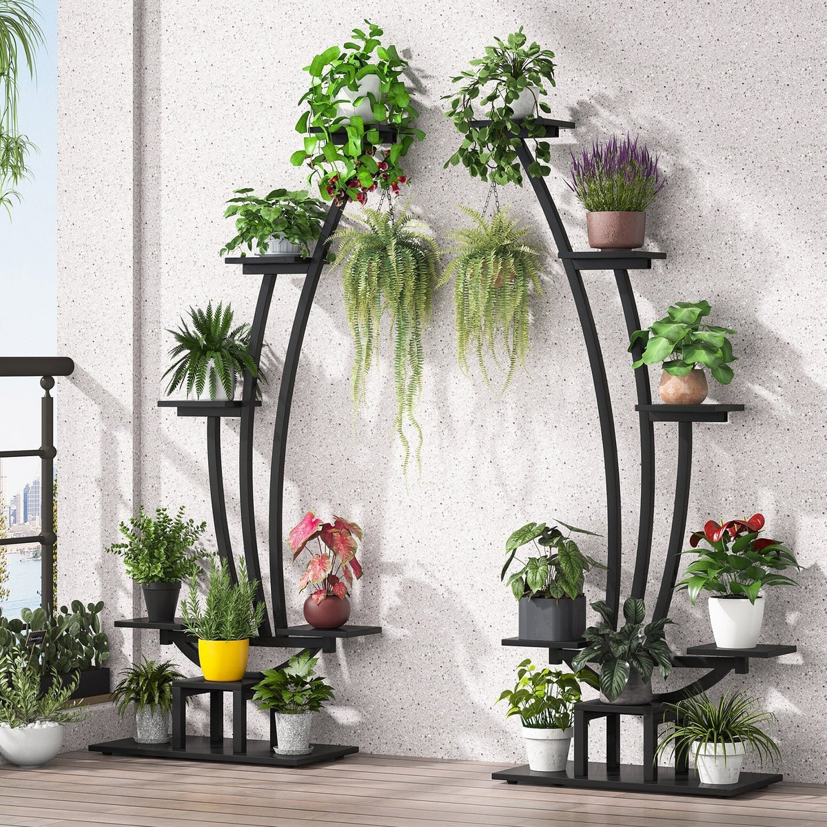 Support pour plantes d’intérieur, présentoir à fleurs à 6 niveaux pour la maison et le jardin - lot de 2