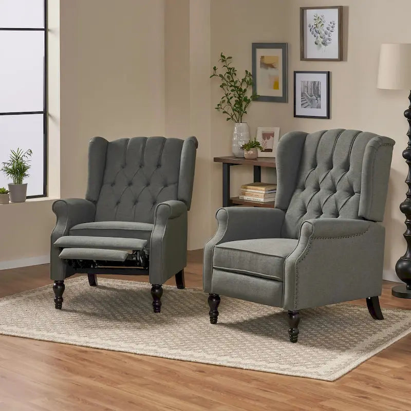 Fauteuils inclinables en tissu capitonné Walter (ensemble de 2) par Christopher Knight Home