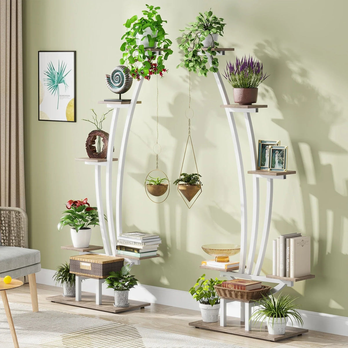 Support pour plantes d’intérieur, présentoir à fleurs à 6 niveaux pour la maison et le jardin - lot de 2