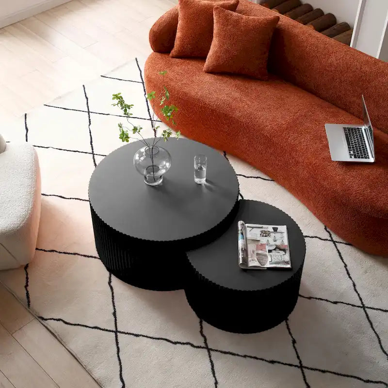 Set di tavolini rotondi da salotto impilabili, stile glam moderno (set da 2), non assemblato