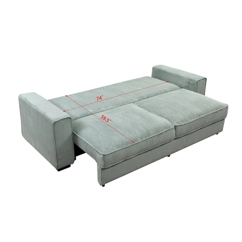 Roomfitters großes Schlafsofa mit Stauraum, modernes 3-Sitzer-Sofa, gepolsterte Rückenlehne, für kleine Räume