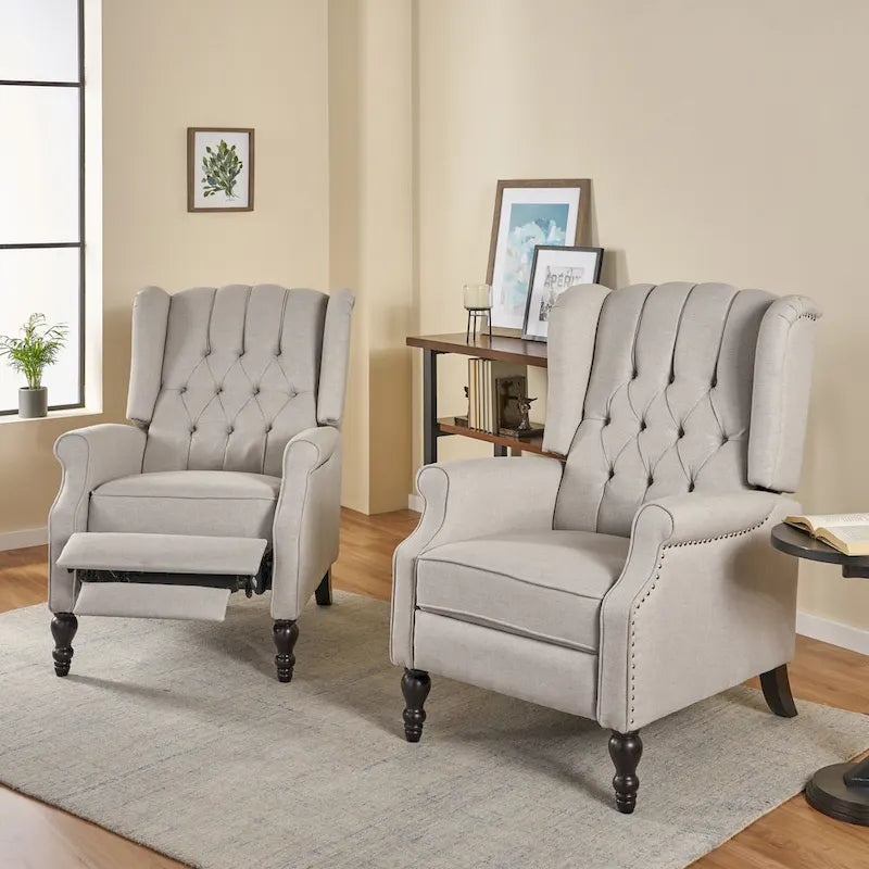 Fauteuils inclinables en tissu capitonné Walter (ensemble de 2) par Christopher Knight Home