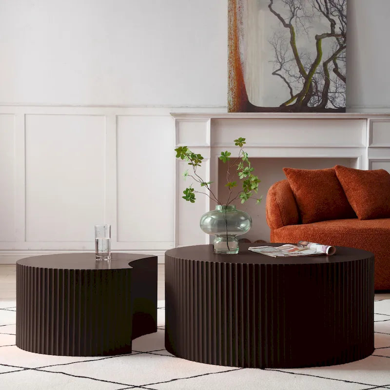 Set di tavolini rotondi da salotto impilabili, stile glam moderno (set da 2), non assemblato