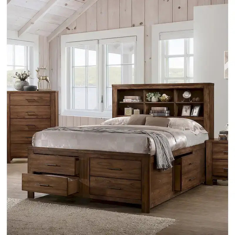 Letto in noce con 6 cassetti sottoletto