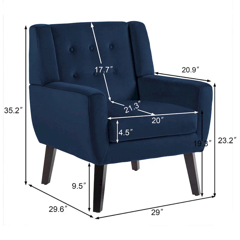 Ensemble de 2 fauteuils d’appoint rembourrés en velours pour le salon