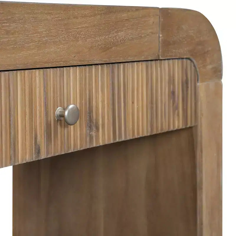 Tavolo consolle rustico Whisen, tavolo da ingresso e tavolino laterale con frontale del cassetto scanalato