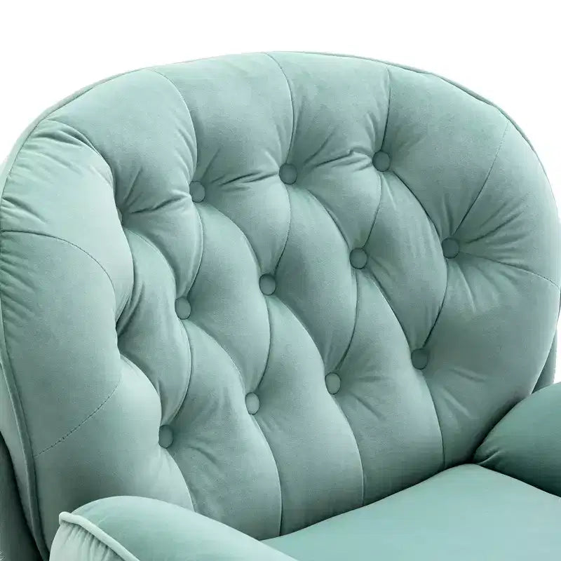 Okak Samt-Sessel mit Hocker, moderner Sessel ohne Armlehnen im Mid-Century-Stil, bequemer, weicher Sessel zum Fernsehen und Spielen