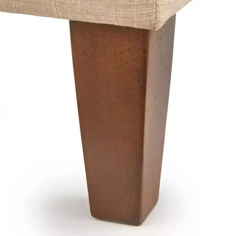 Set da pranzo con panca Lifestorey Kerrington a schienale scanalato, 4 pezzi, color noce e crema: tessuto effetto lino, tavolo con base a colonna