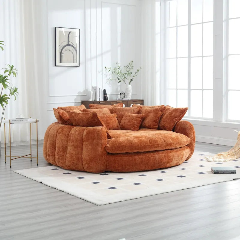 Comodo divano letto matrimoniale a forma di pagnotta, formato extra-large con braccioli