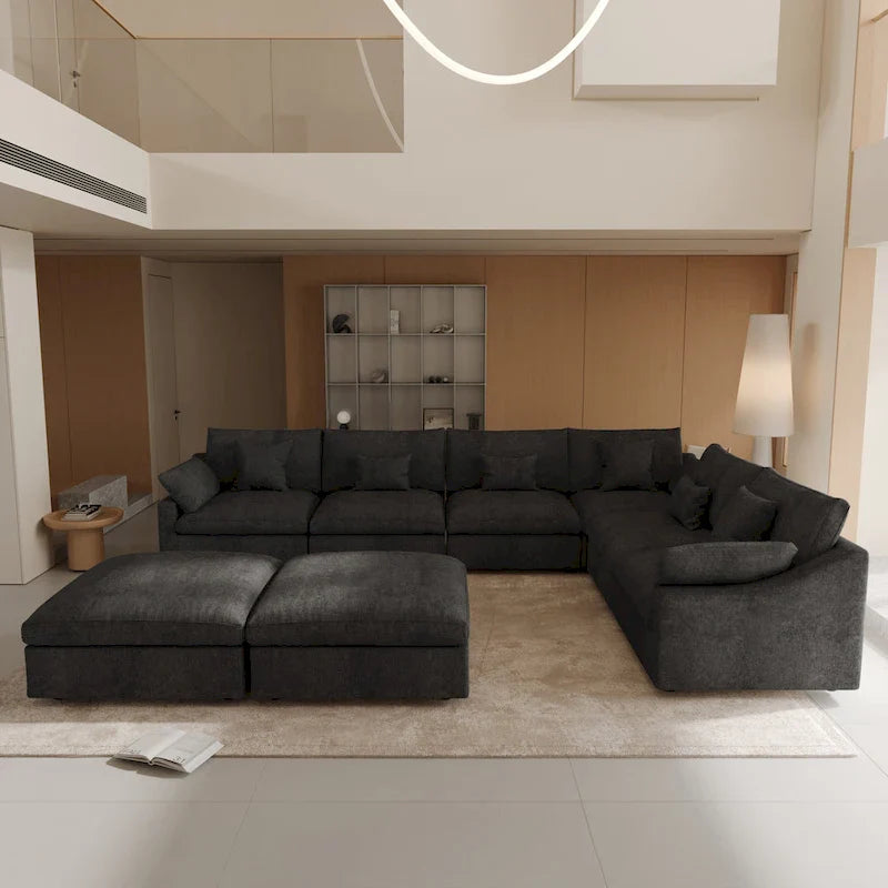 Großes Ecksofa aus Leinen für das Wohnzimmer
